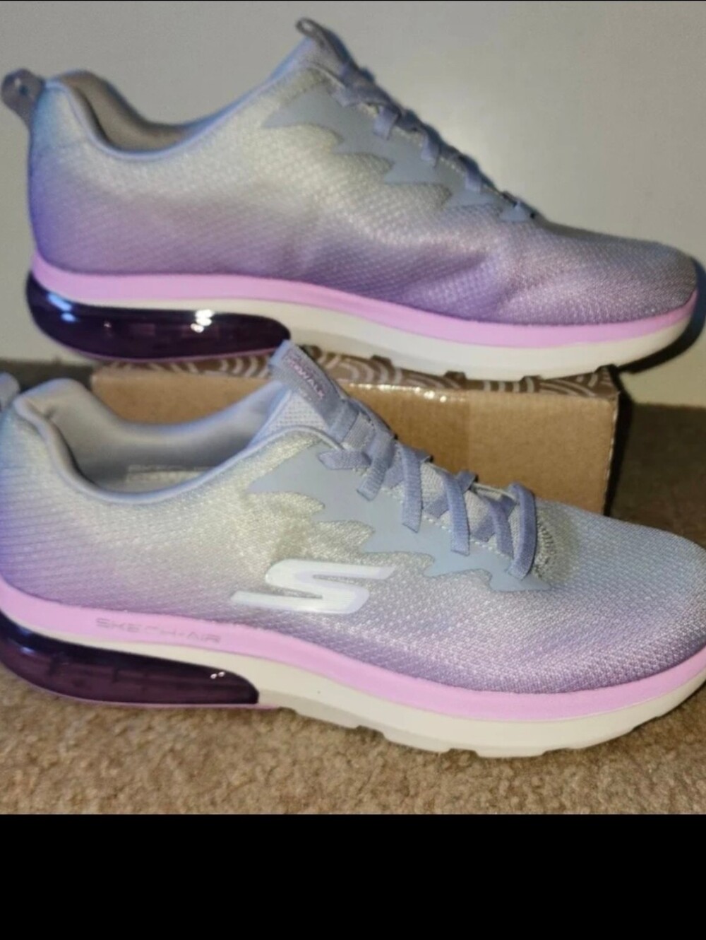 Skechers Air Cooled GoGa MAT Womens Athletic Shoes Purple Gray Sneakers 10